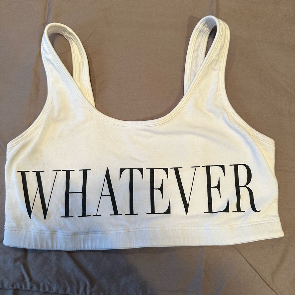 PINK “Whatever” Black and White Sports Bra